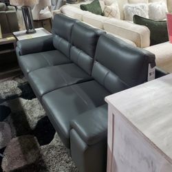 Genuine Leather Match 2pc Sofa 