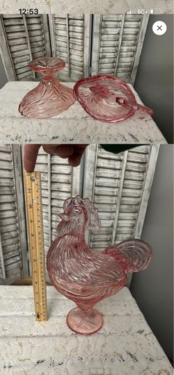 Rose’s Closet Pink standing Rooster Trinket or candy dish