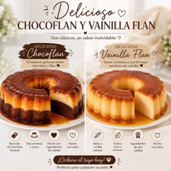 Choco flan and vanilla flan