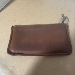 Small Coach Zipper Pouch Brown Leather Coach Vintage Leather  Vintage Coach Skinny Bag
