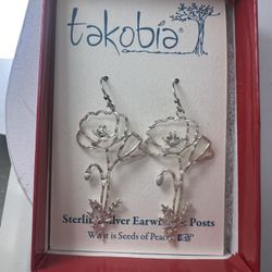 Takobia Sterling Silver Poppy Flower Earrings