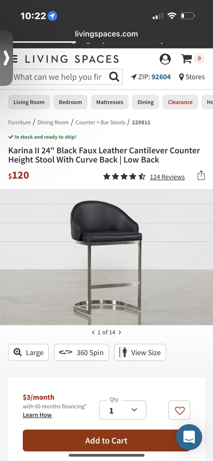 Set Of 4 Modern Black Counter Stools