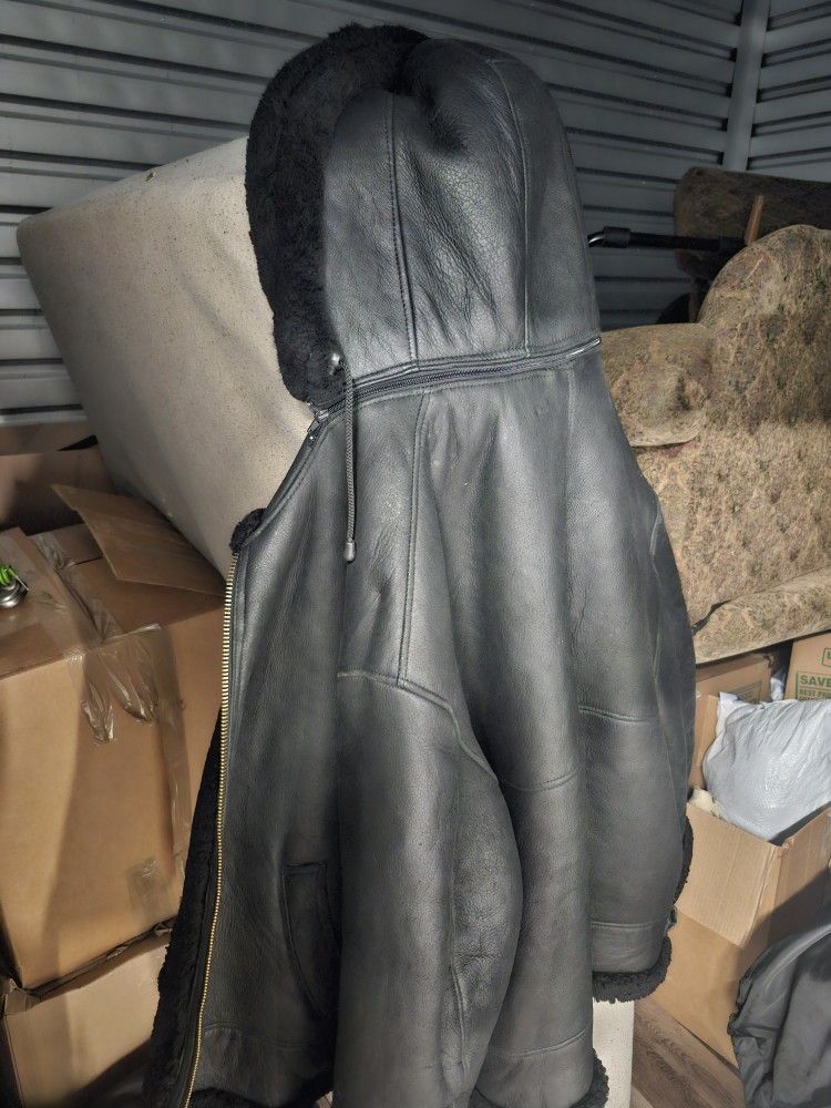Black Shirlon Leather Coat