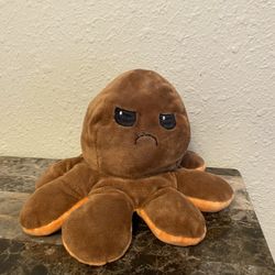 Reversible Octopus Plushie Orange Brown Flip Mood Plush Toy