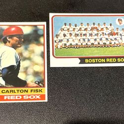 HOF 1976 CARLTON FISK & 1974 REDSOX TEAM PHOTO 