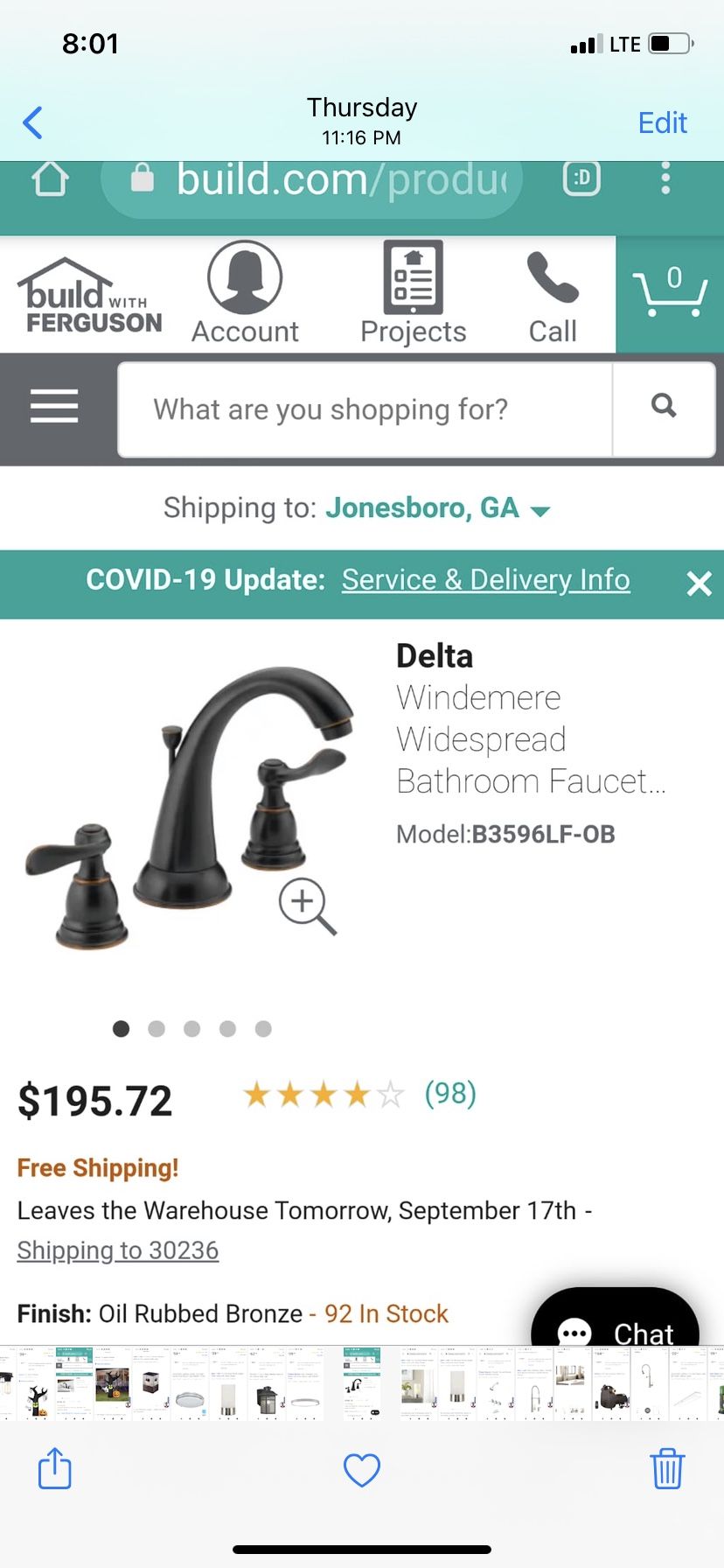 New Delta Windmere 2 Handle Faucet With Pop Up Drain In Oil Rubbed Bronze