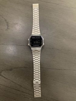 Casio A-168WE Digital Watch Silver Stainless Steel Band