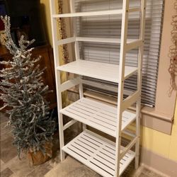 4 Tier white bamboo shelf