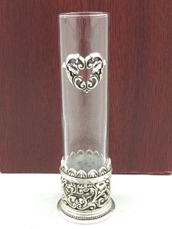 Brighton Silver Plated And Glass Bud Vase with Heart