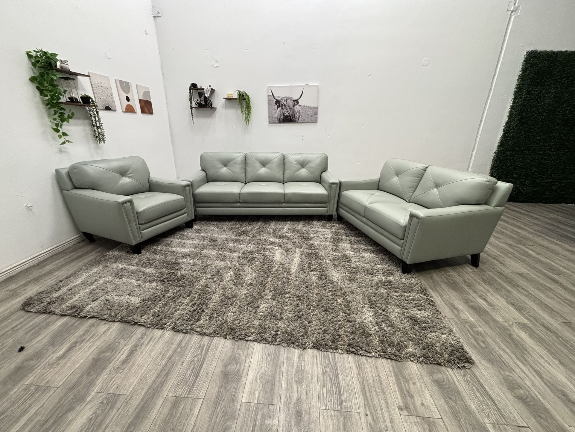 Leather Couch Set - Free Delivery