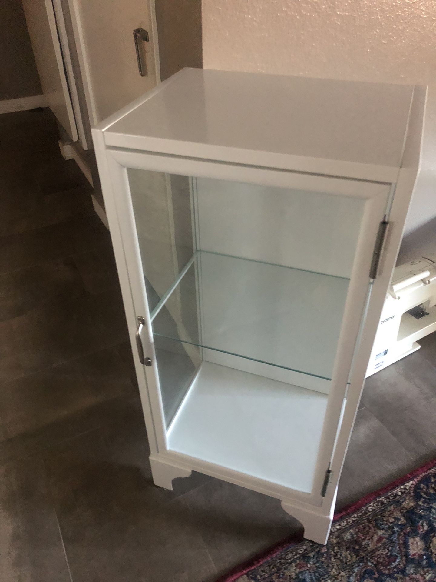 Pottery Barn Storage And Display Unit Polish Nickel Clear Tempered