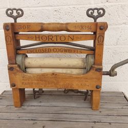 Antique Wood Handle Crank Horton Brand Clothes Wringer - $85