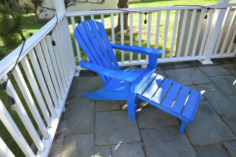 2 Polywood Palm Coast Ultimate Adirondack Chairs with Hideaway Ottomans