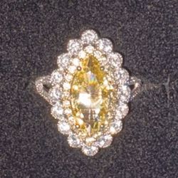 JTV Yellow Marquise Cubic Zirconia Sterling Silver Ring - Size 10