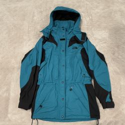 Vintage Women’s The North Face Dark Teal Extreme Light Hooded Zip Parka Jacket Size 10