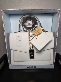 New Aldo White Purse with Strap and Card Holder