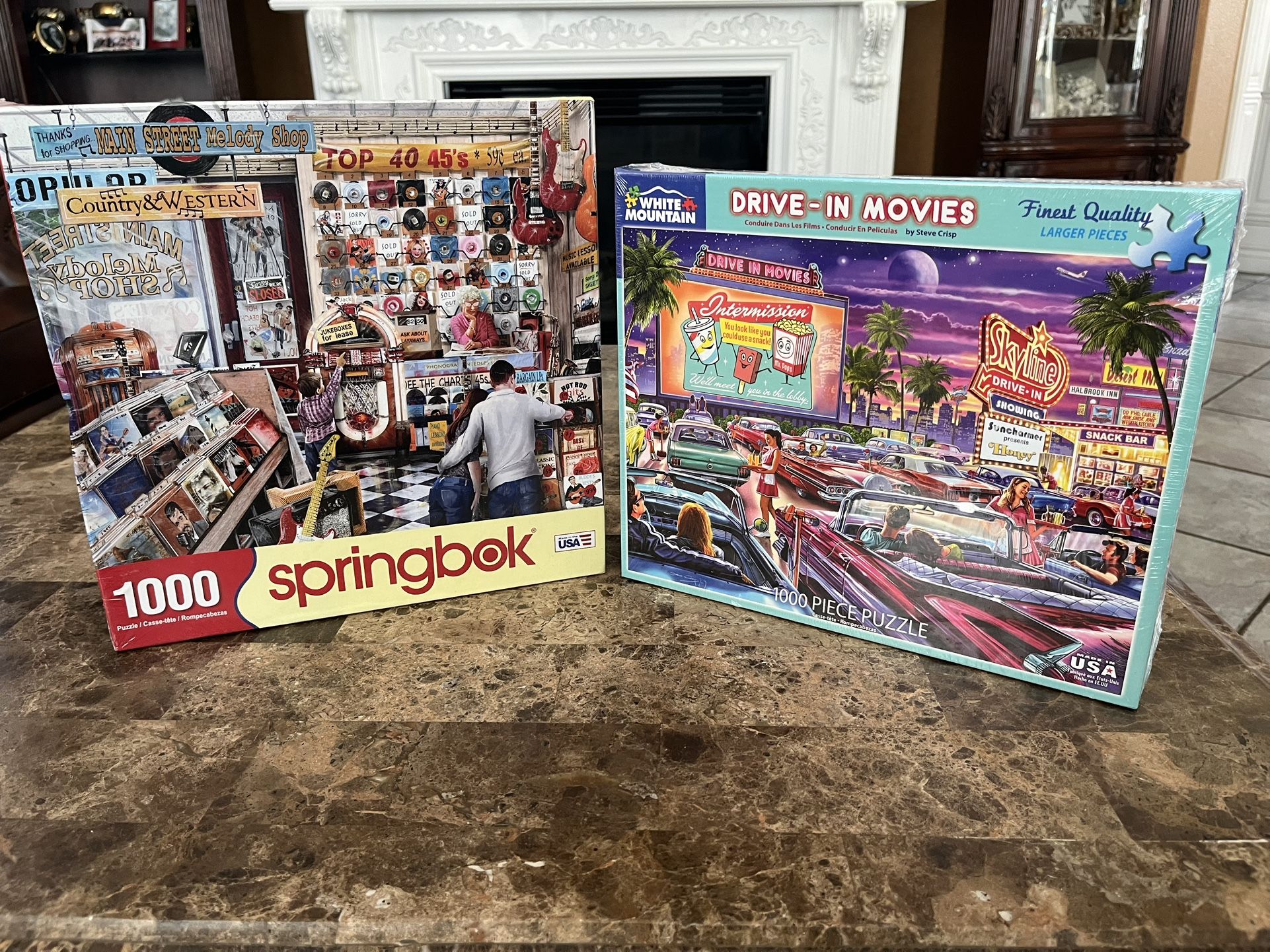 NIB Large Sized Puzzles: Drive-In Movies & The Melody Shop