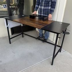 New In Box 56x24x30 Inch Tall Office Computer Desk Table With Removable Monitor Stand Tier Furniture 
