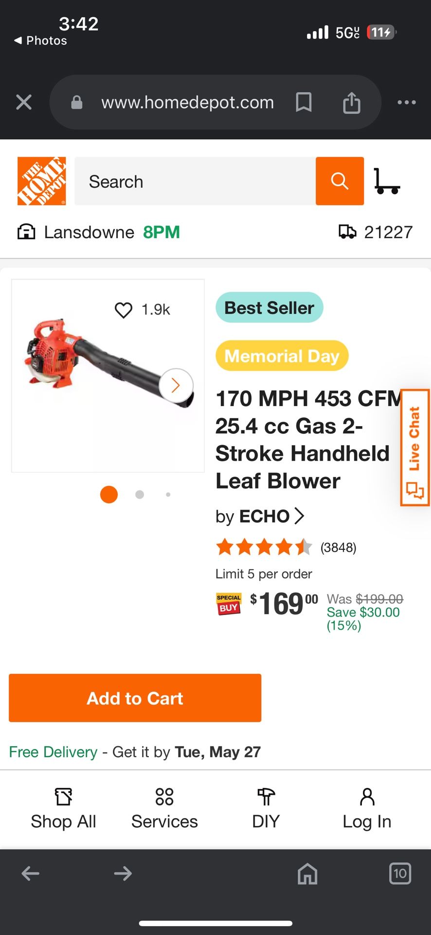 Echo Handheld Gas Blower PB-2520