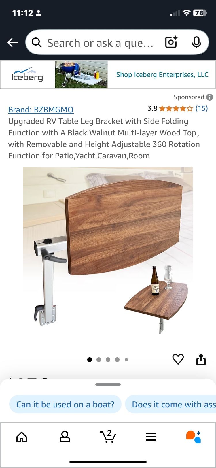 BRAND new boat RV Deck or Sofa Collapsible Table