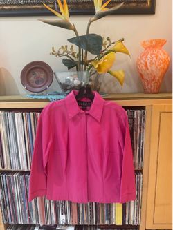 PRICE DROP: NW/OT,Siena Studio, 4, HOT PINK LAMBSKIN LEATHER SHIRT/JACKET