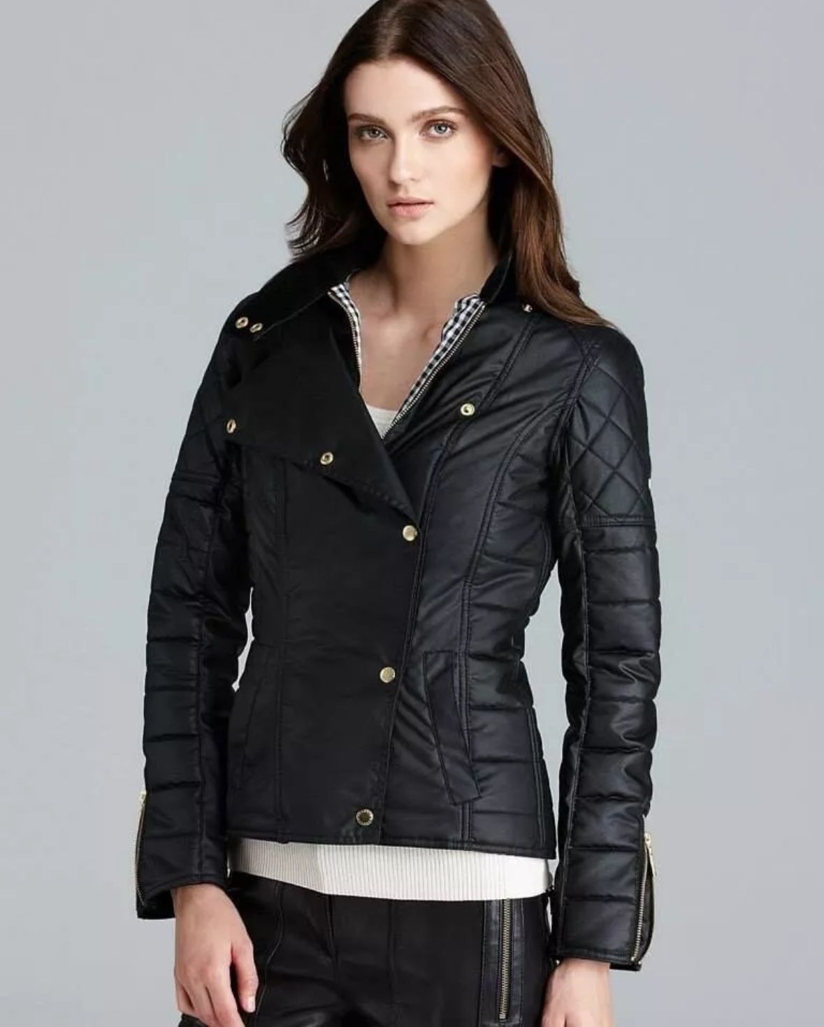Barbour Waxed Cotton Biker Jacket Size 4