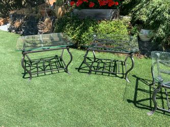 Wrought iron coffee and end tables
