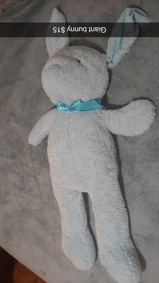 Giant Blue Stuffed Bunny