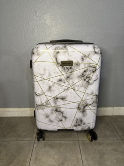 Juicy Couture White Marble Gold 360 Roll On Medium Checked Luggage 