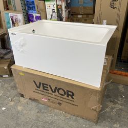 VEVOR Alcove Bathtub, 48" x 30" Contemporary Alcove Acrylic Bathtub, Soaking Bath Tub with Left Hand