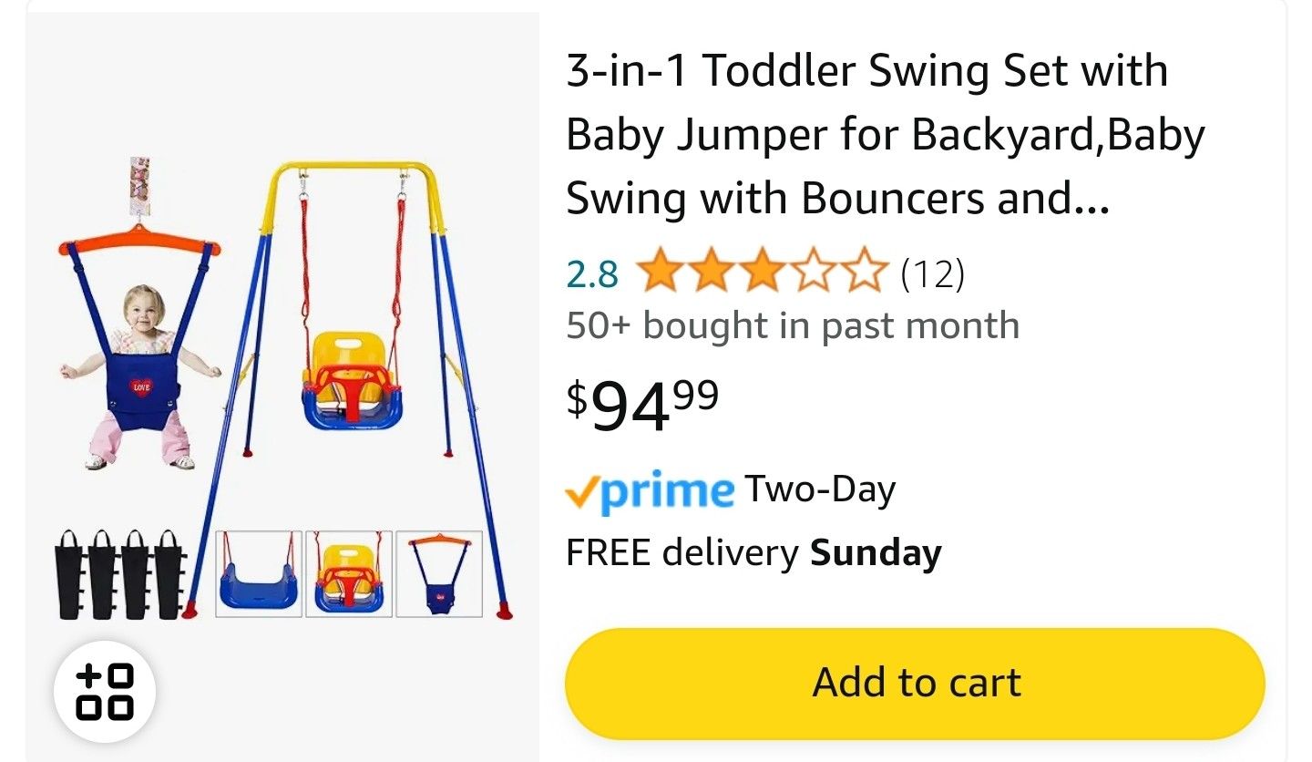 3 In 1 Toddler Swing Set