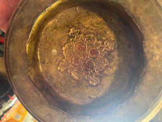 Antique Brass Singing Bowl with Floral Engraving