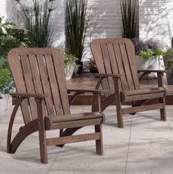 Dylan Dark Wood Outdoor Adirondack Chairs Set of 2