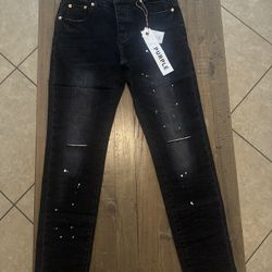 Black Purple Pants With White Drips  Size 30,32,34,36,38 New With Tag And Bag 