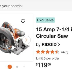 15 Amp 7-1/4 in. Circular Saw by RIDGID