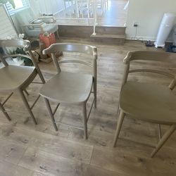 Set of 3 Target Counter-Height Wooden Barstools – Modern Style  (24” Seat Height)