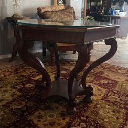 Wood Table With Glass Top