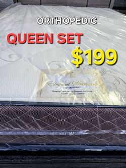 ORTHOPEDIC  !!! QUEEN SET $199 __ MATTRESS AND BOX SPRING 