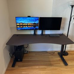 Like New ApexDesk Elite Series 71” x 33” Electric Height Adjustable Standing Desk brown