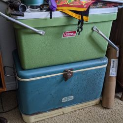 Vintage Camping Items Coleman Cooler National Park Pennants