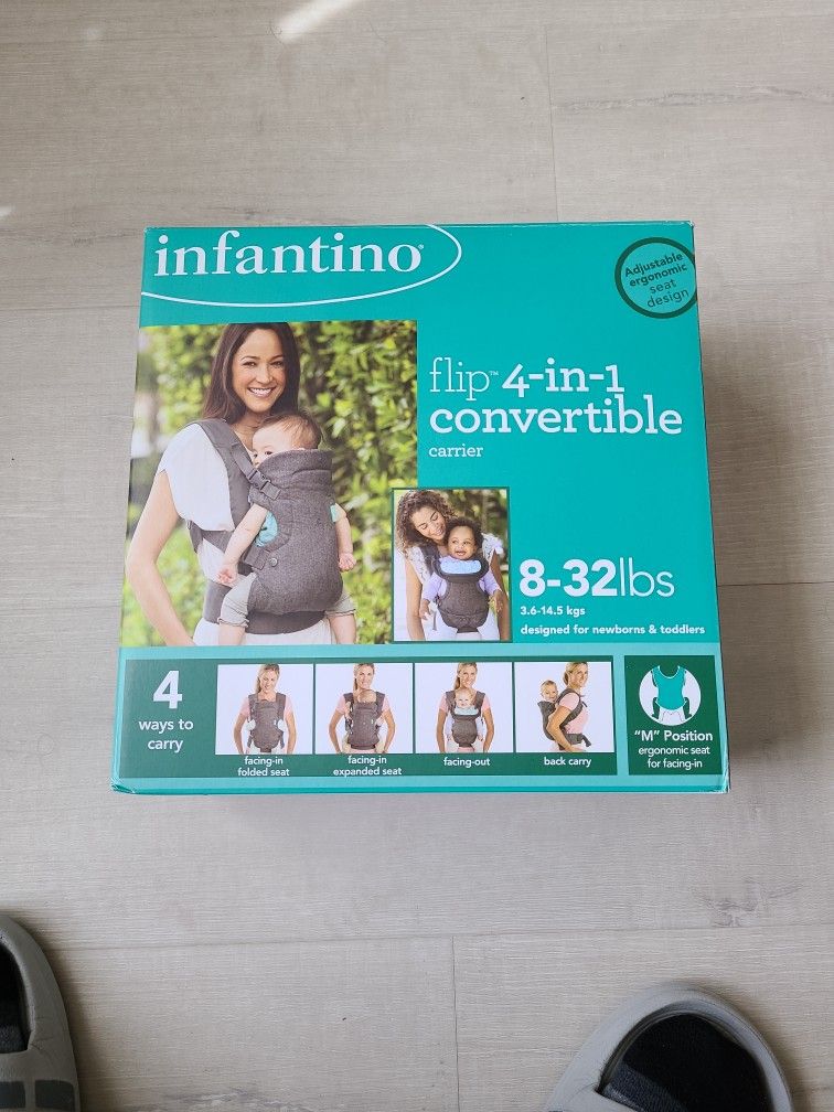 Flip 4-in-1 Convertible Baby Carrier, Gray, 4-Ways to Carry, 8-32lbs
.