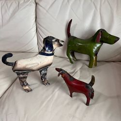 Handcrafted Metal Dog Figurines Set of 3 READ!