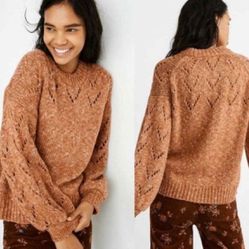 MADEWELL Pointelle Bubble-Sleeve Pullover Sweater