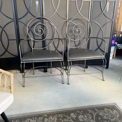 2 Oversized Wrought Iron Chairs/ Vintage 
