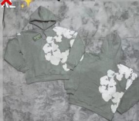 Grey denim tear hoodie