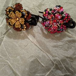 Rhinestone Hair Clips Pack Of Two 