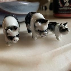 Set of 3 Miniature Porcelain Pig Figurines