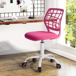 Homy Casa Carnation Pink Mesh Office Chair Height Adjustable Home Office Kids Room Study Area