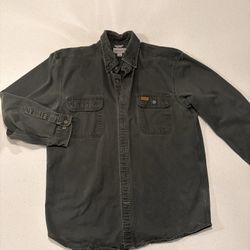 Vintage Style Carhartt L Button Down Shirt Heavyweight Workwear Utility Green