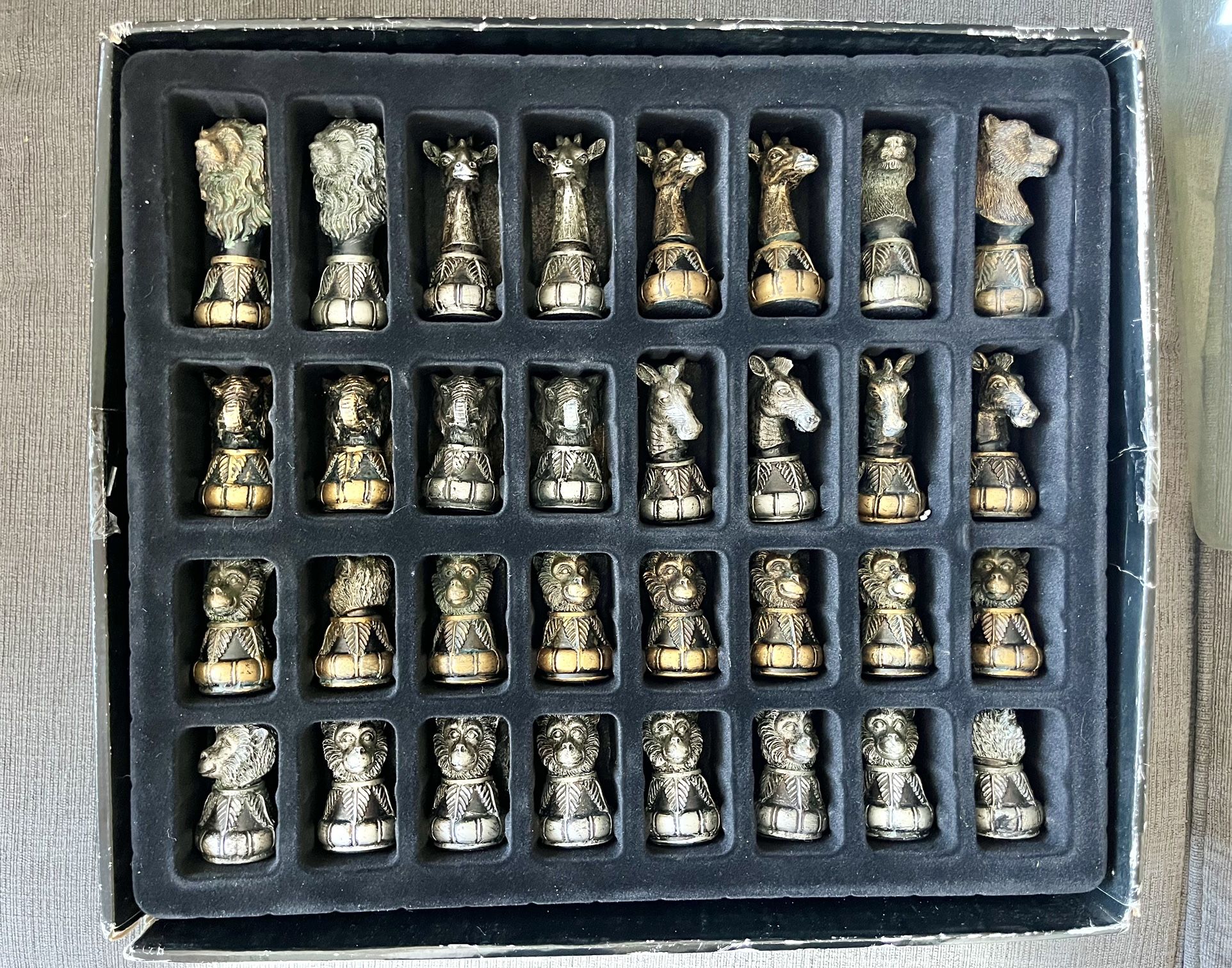 Bombay Wild Animals of Africa Chess 32 Pieces Board Game. No Board.